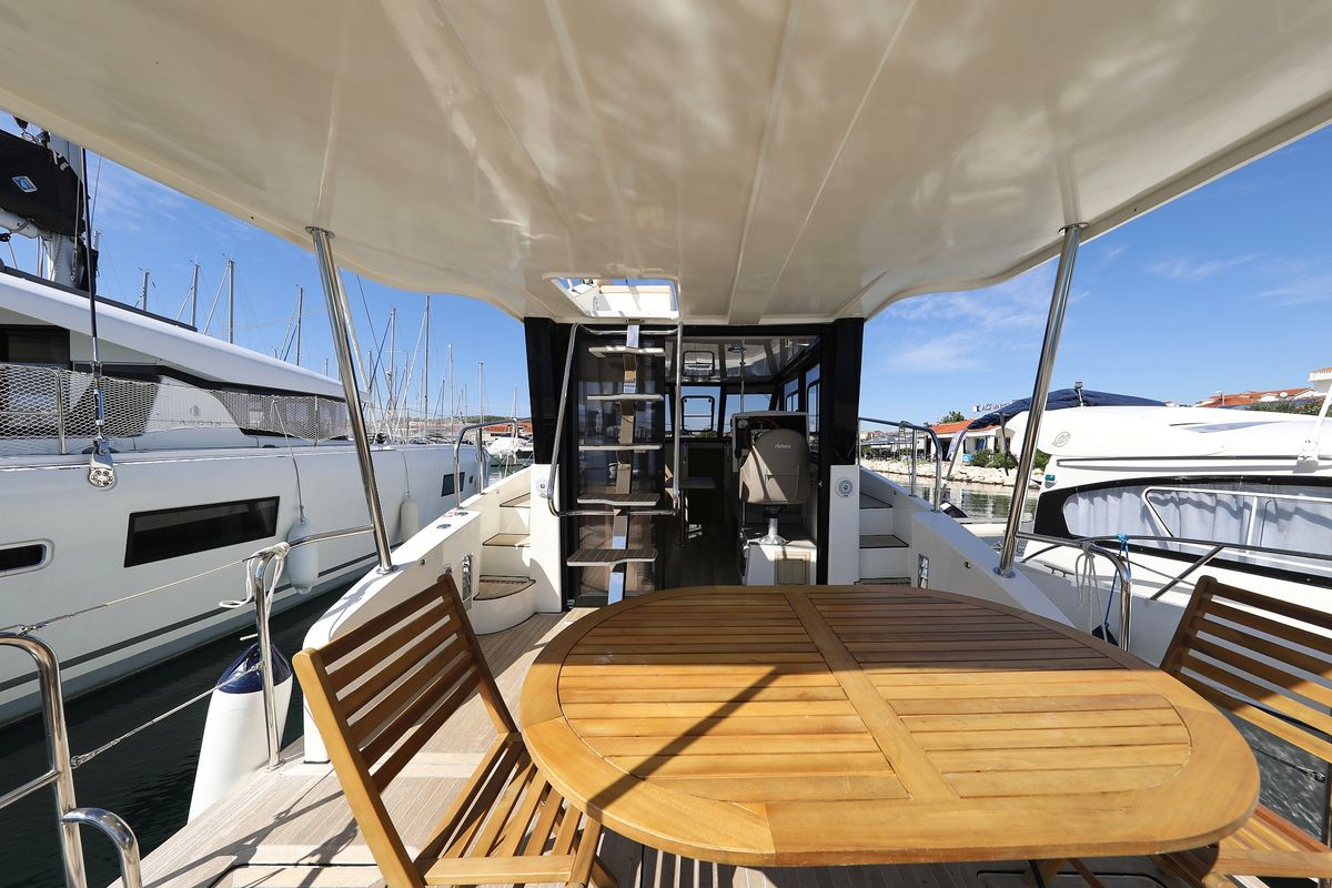 Deck of Batu, a Cobra Yachts Futura 40 Grand Horizon yacht at Grad Vodice, Croatia