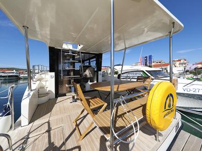 Deck of Batu, a Cobra Yachts Futura 40 Grand Horizon yacht at Grad Vodice, Croatia