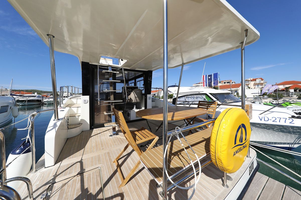Deck of Batu, a Cobra Yachts Futura 40 Grand Horizon yacht at Grad Vodice, Croatia