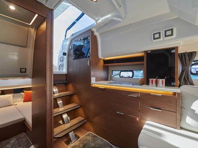 Cabin on New York New York, a Jeanneau Cap Camarat 10.5 WA motorboat at Dubrovnik, Croatia