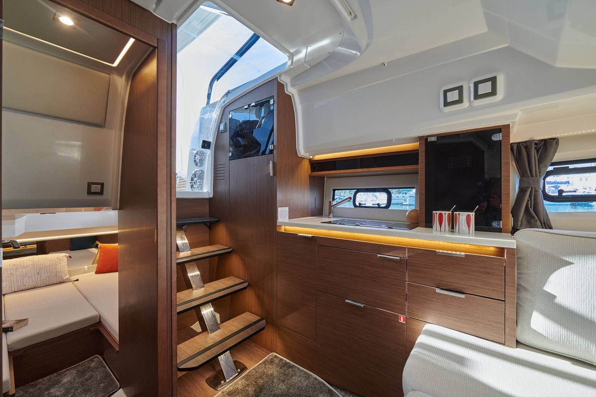 Cabin on New York New York, a Jeanneau Cap Camarat 10.5 WA motorboat at Dubrovnik, Croatia