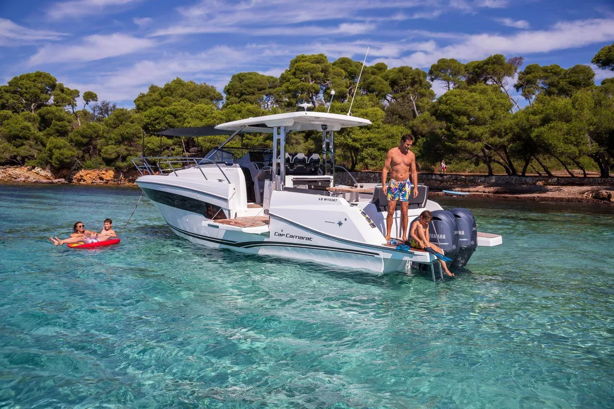Exterior view of New York New York, a Jeanneau Cap Camarat 10.5 WA motorboat at Dubrovnik, Croatia
