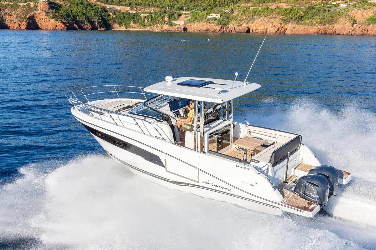 Exterior view of New York New York, a Jeanneau Cap Camarat 10.5 WA motorboat at Dubrovnik, Croatia