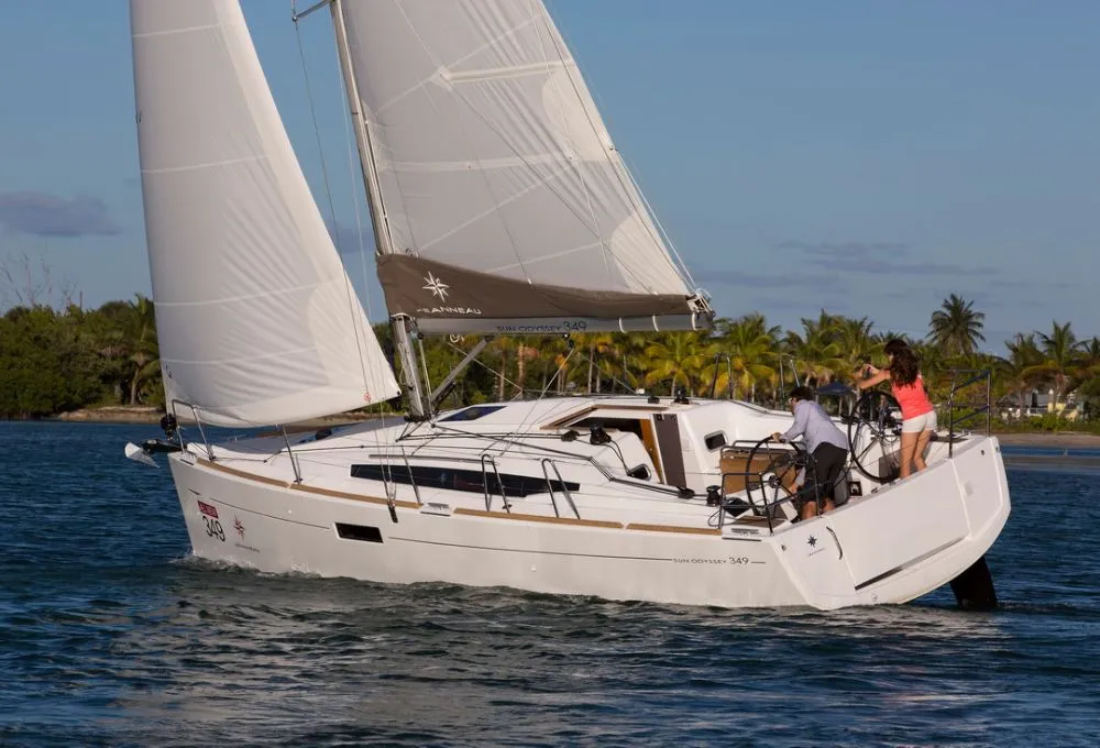 Exterior view of Estrella, a Jeanneau Sun Odyssey 349 sailboat at Zadar, Croatia