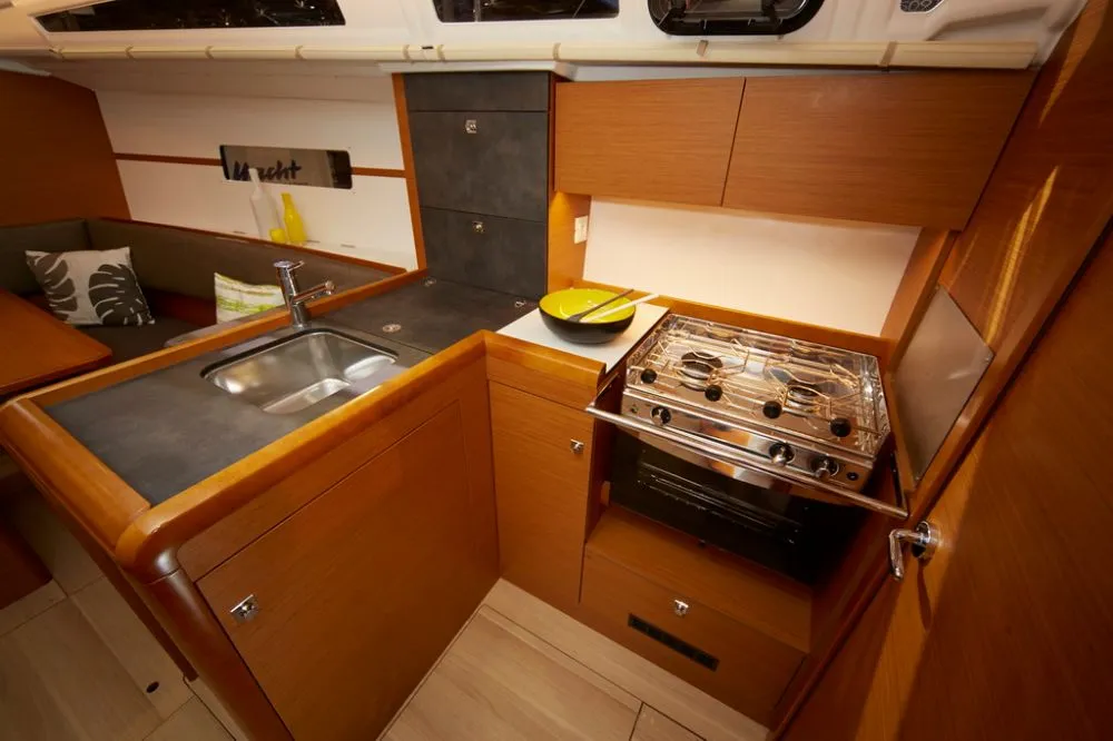 Galley of Estrella, a Jeanneau Sun Odyssey 349 sailboat at Zadar, Croatia