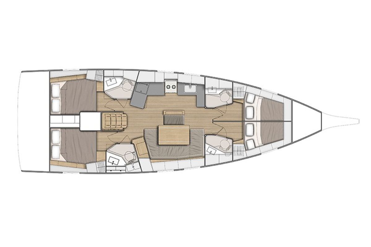 Floor plan of Kallisti, a Beneteau Oceanis 46.1 sailboat at Athens, Greece