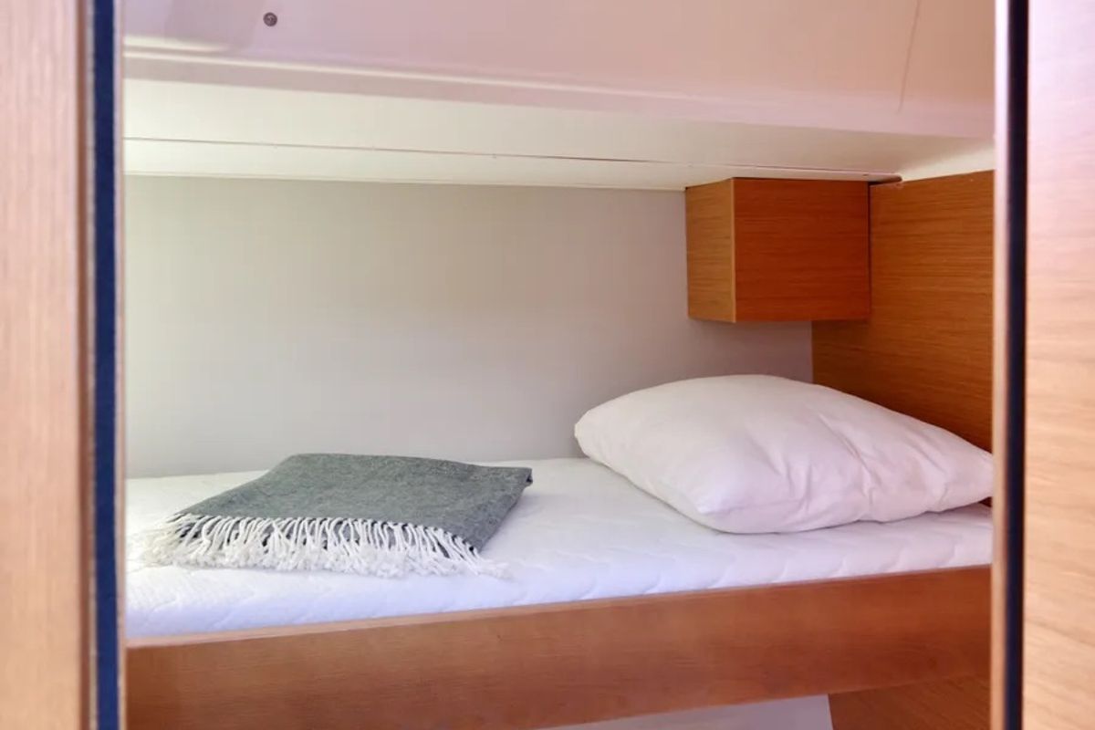 Cabin on Saro, a Dufour 530 sailboat at Procida, Italy