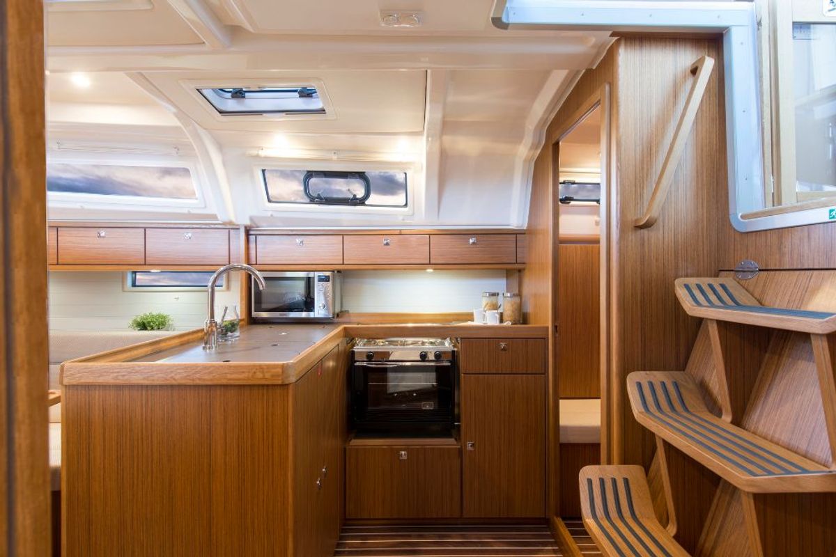Galley of Konstantinos, a Bavaria Cruiser 37 sailboat at Athens, Greece
