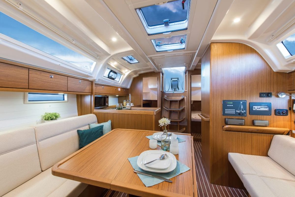 Salon of Konstantinos, a Bavaria Cruiser 37 sailboat at Athens, Greece