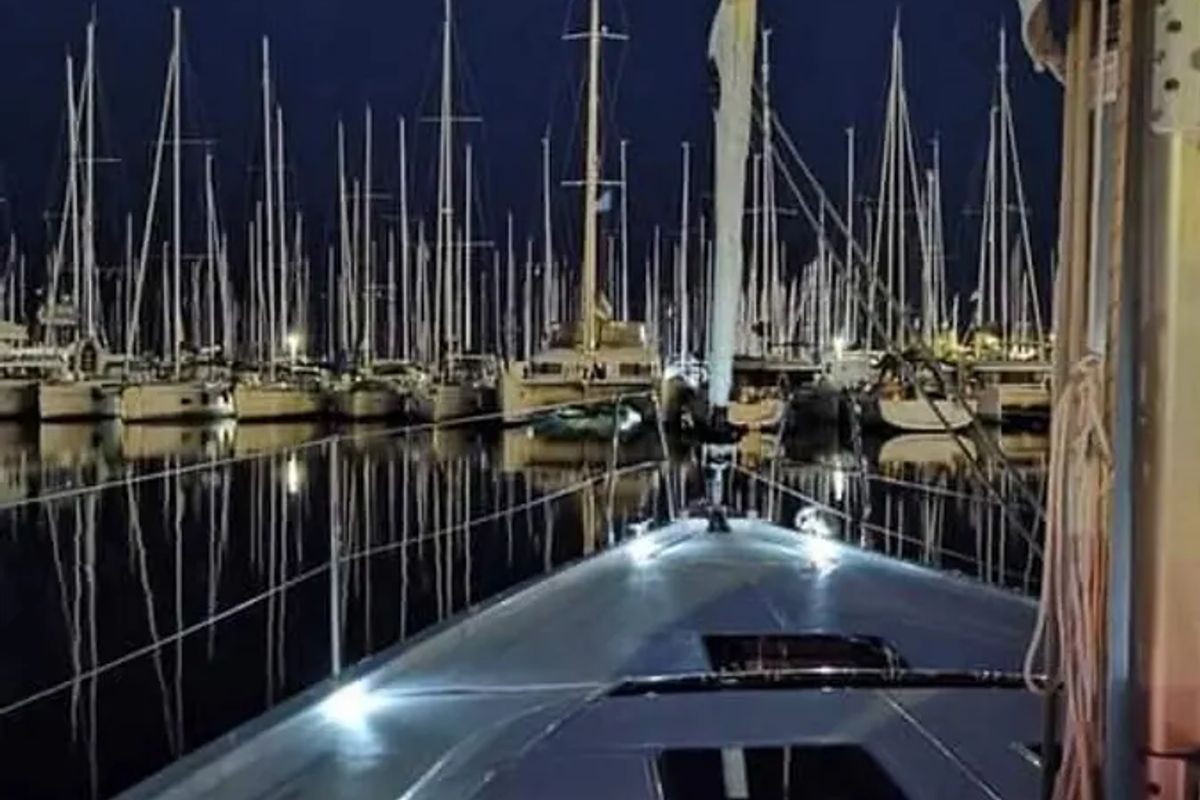 Exterior view of Nikolas-Aegeas, a Dufour 430 sailboat at Kos, Greece