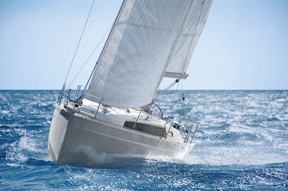 Exterior view of Adria Breeze, a Bavaria Cruiser 33 sailboat at Split, Croatia