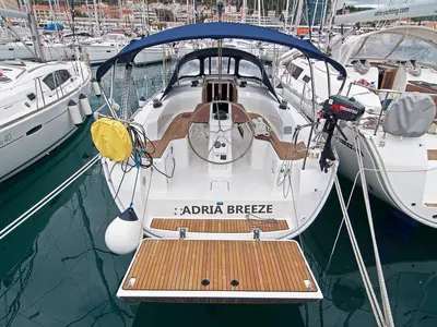 Cockpit of Adria Breeze, a Bavaria Cruiser 33 sailboat at Split, Croatia