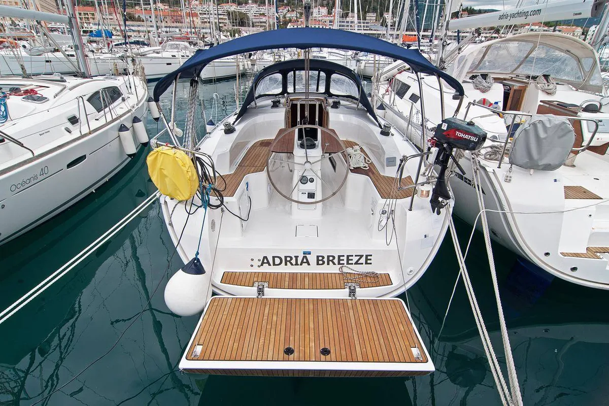 Cockpit of Adria Breeze, a Bavaria Cruiser 33 sailboat at Split, Croatia