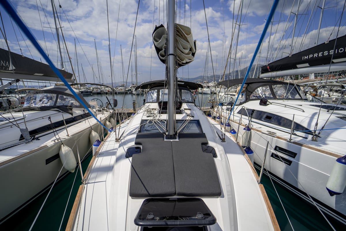 Deck of Olelole, a Elan Impression 40.1 sailboat at Grad Pula, Croatia