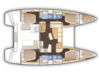 Floor plan of Eleni, a Lagoon 42 catamaran at Municipal Unit of Rhodes, Greece
