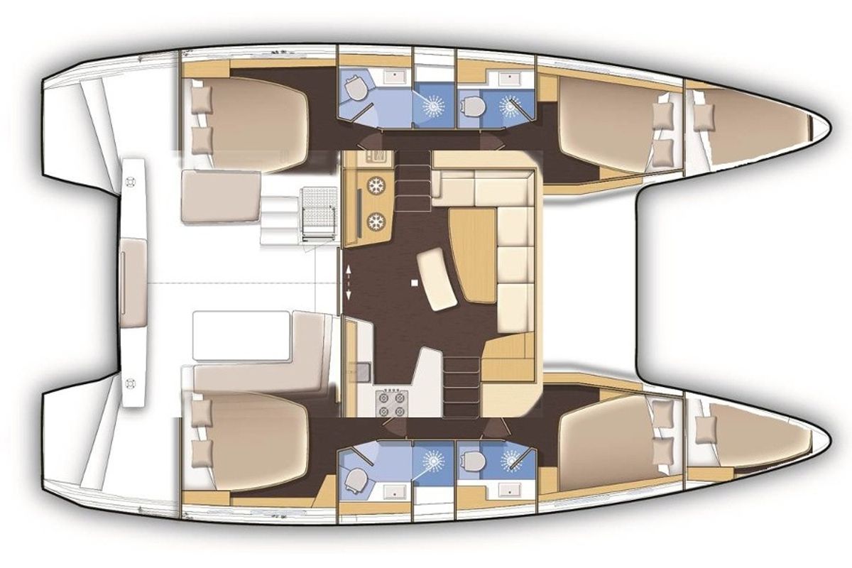 Floor plan of Eleni, a Lagoon 42 catamaran at Municipal Unit of Rhodes, Greece
