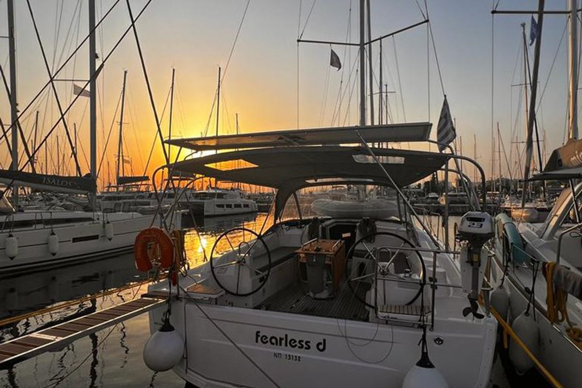 Exterior view of Fearless D, a Beneteau Oceanis 40.1 sailboat at Athens, Greece
