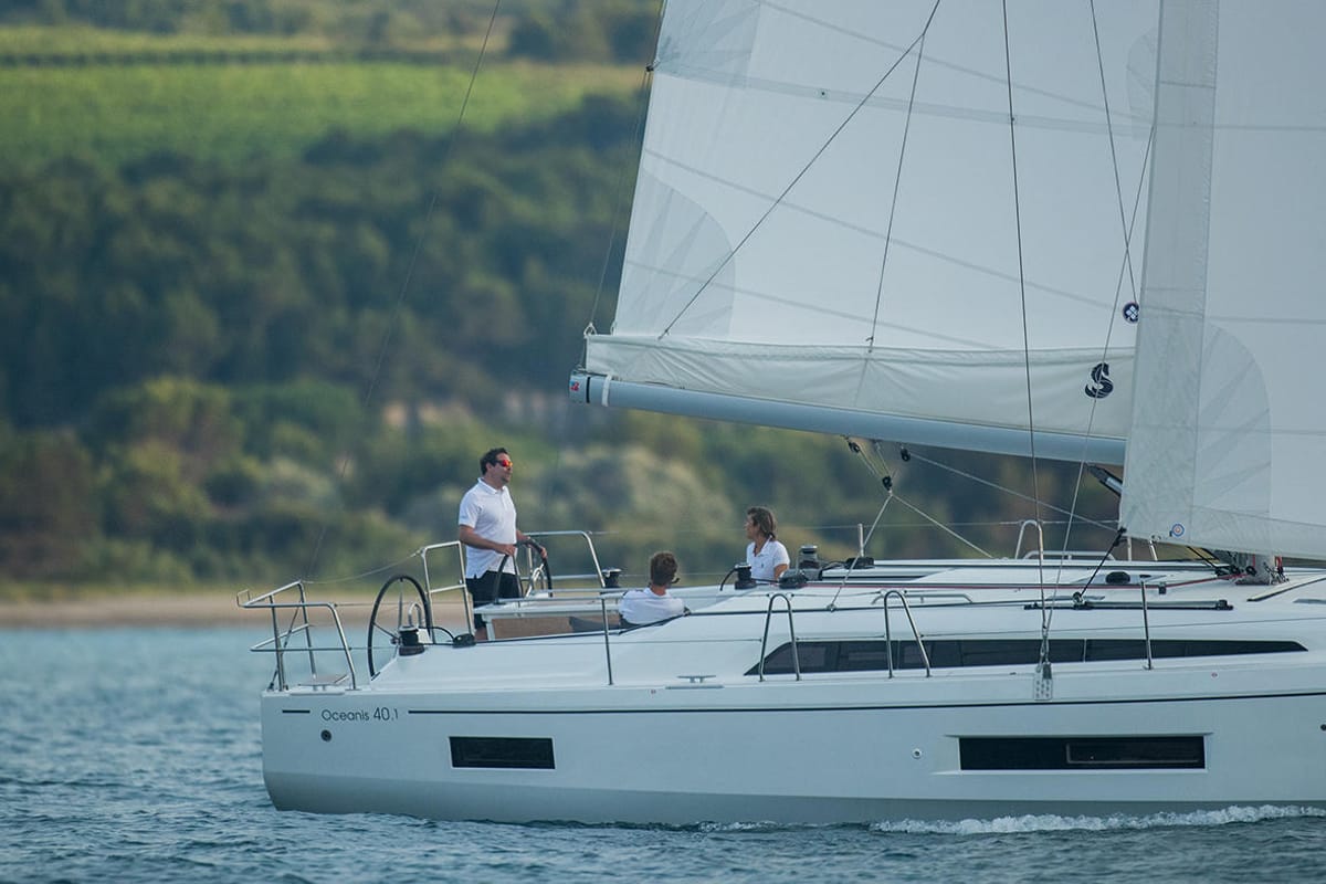 Exterior view of Fearless D, a Beneteau Oceanis 40.1 sailboat at Athens, Greece