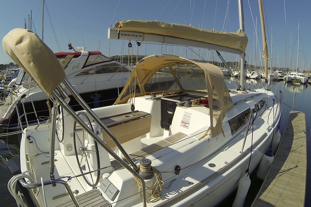Deck of Lara, a Dufour 335 GL sailboat at Grad Šibenik, Croatia