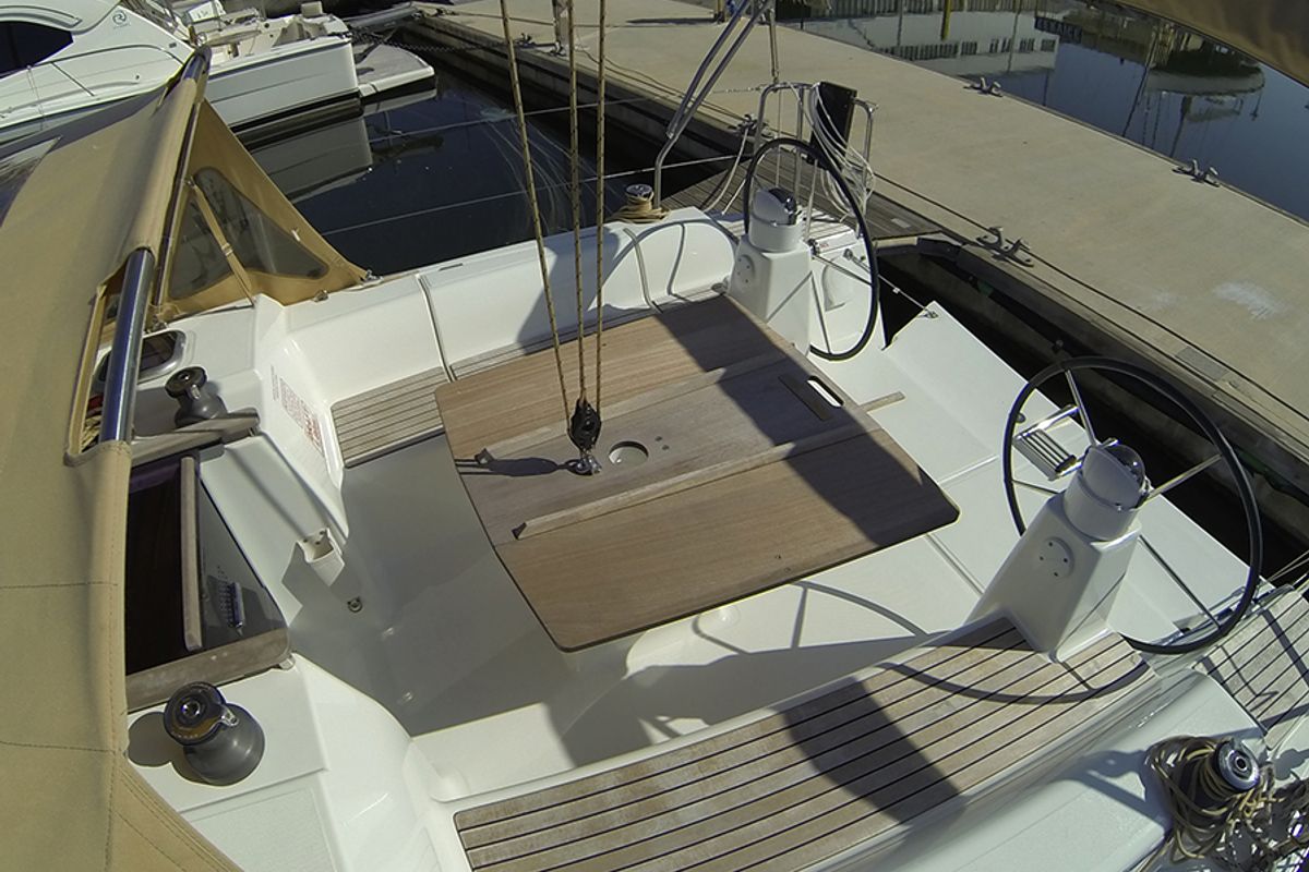 Deck of Lara, a Dufour 335 GL sailboat at Grad Šibenik, Croatia