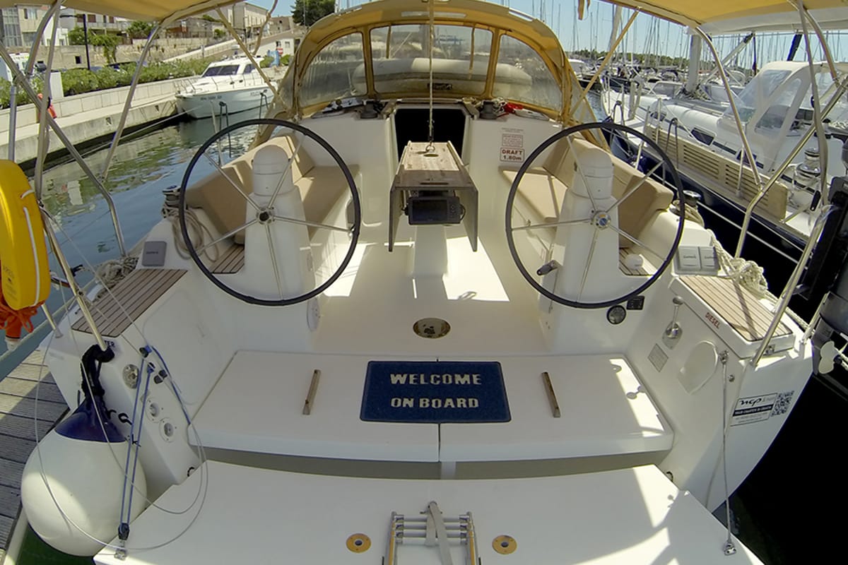 Cockpit of Lara, a Dufour 335 GL sailboat at Grad Šibenik, Croatia