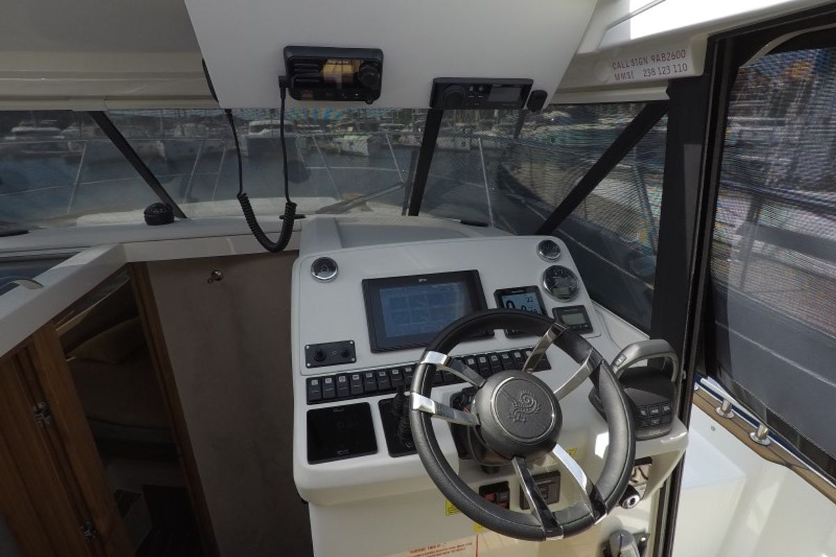 Cockpit of Malinkonija, a Marex 330 Scandinavia yacht at Grad Šibenik, Croatia
