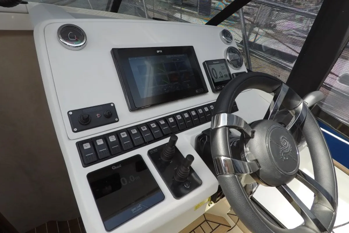 Cockpit of Malinkonija, a Marex 330 Scandinavia yacht at Grad Šibenik, Croatia