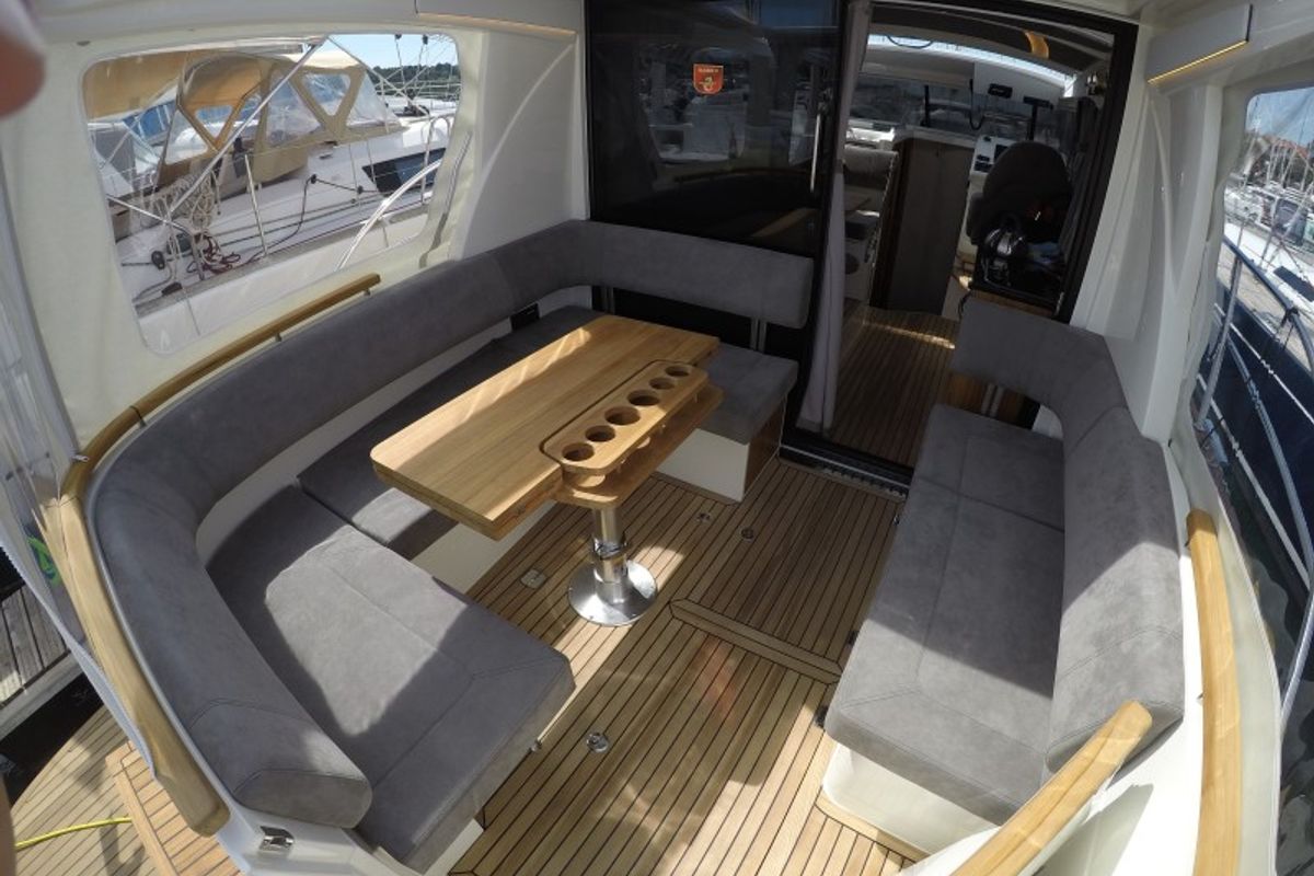 Deck of Malinkonija, a Marex 330 Scandinavia yacht at Grad Šibenik, Croatia