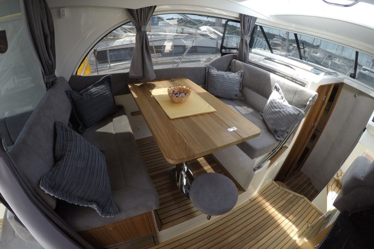 Salon of Malinkonija, a Marex 330 Scandinavia yacht at Grad Šibenik, Croatia