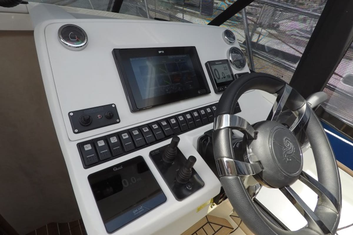 Cockpit of Malinkonija, a Marex 330 Scandinavia yacht at Grad Šibenik, Croatia