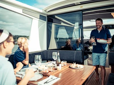 Deck of Malinkonija, a Marex 330 Scandinavia yacht at Grad Šibenik, Croatia