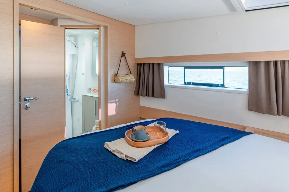 Cabin on Sofija, a Fountaine Pajot FP 44 Quatuor catamaran at Grad Pula, Croatia