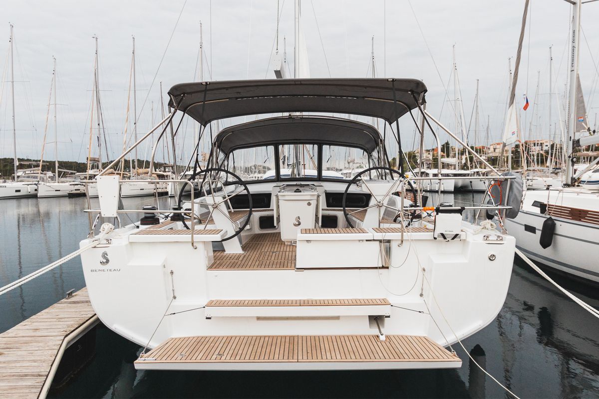 Exterior view of Panthata, a Beneteau Oceanis 51.1 sailboat at Grad Šibenik, Croatia