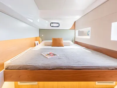 Cabin on Nereides II, a Bali Catsmart catamaran at Saint-Mandrier-sur-Mer, France