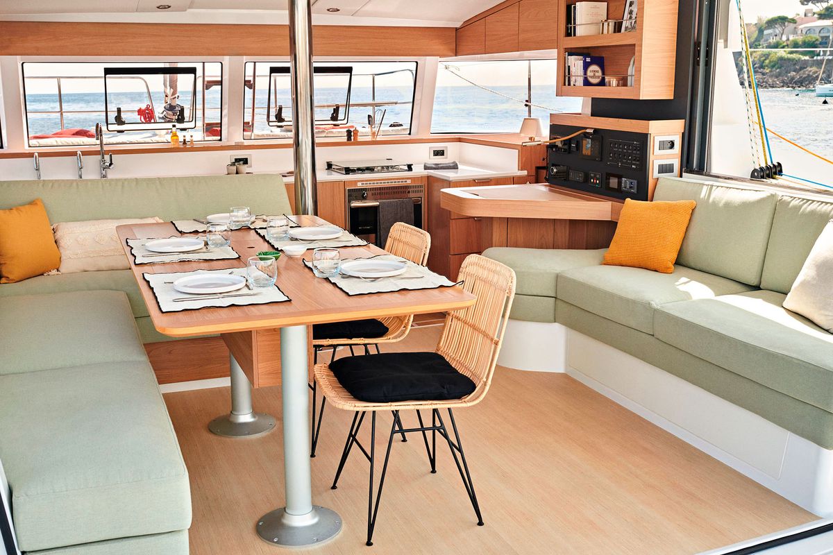 Salon of Nereides II, a Bali Catsmart catamaran at Saint-Mandrier-sur-Mer, France