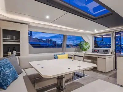 Salon of Moorings 5000-5 Club, a Leopard 50 catamaran at Općina Marina, Croatia