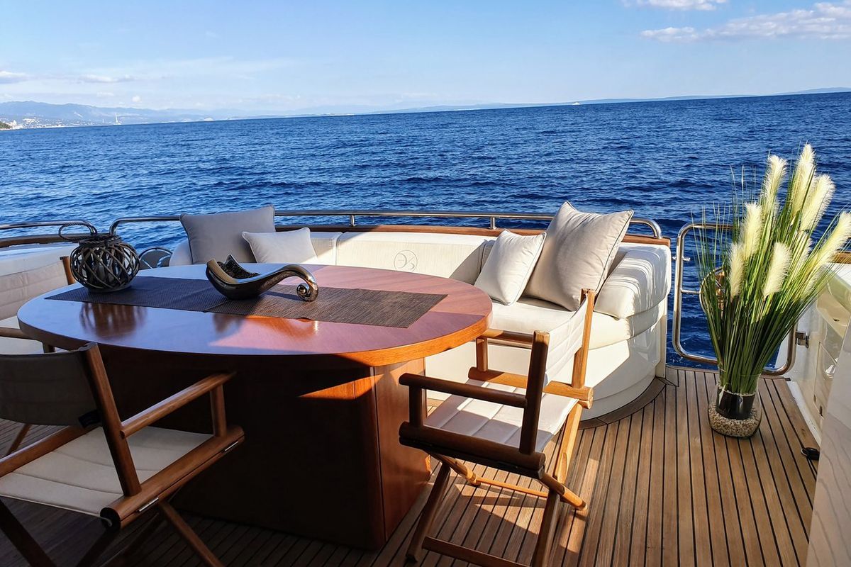 Deck of Lukas, a Evo Marine Deauville 760 yacht at Split, Croatia