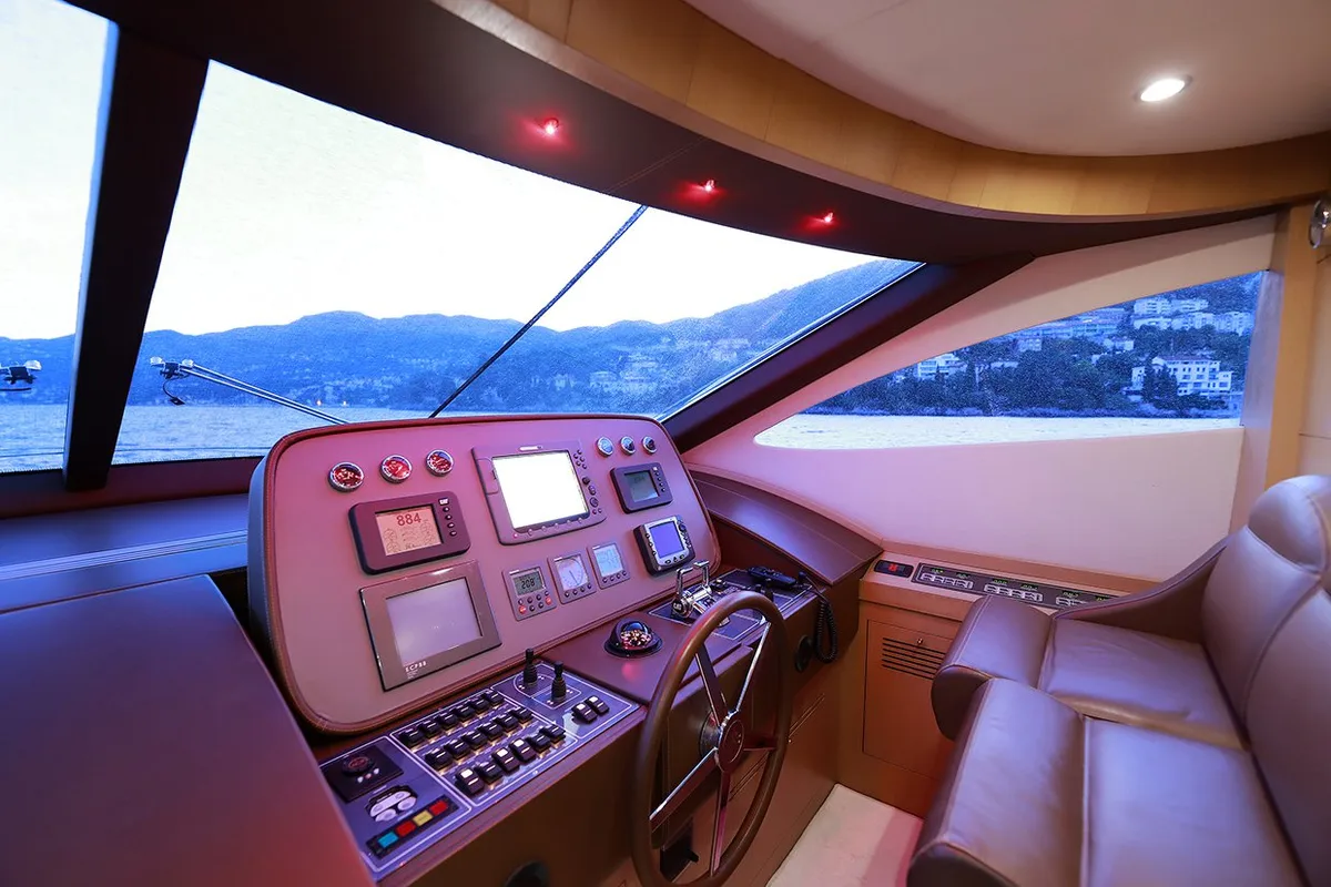 Cockpit of Lukas, a Evo Marine Deauville 760 yacht at Split, Croatia