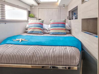Cabin on Sunsail 454L Premium, a Leopard 45 catamaran at Gouvia, Greece