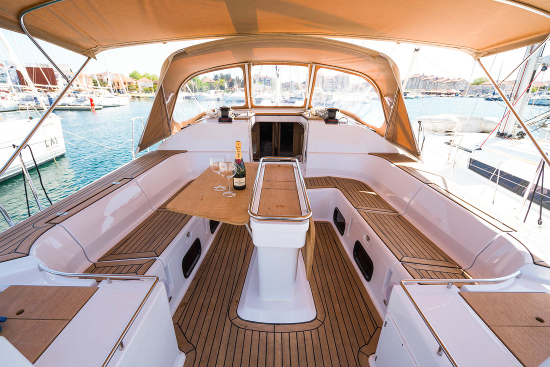 Escape II, a Elan Impression 50 sailboat at Grad Biograd na Moru, Croatia