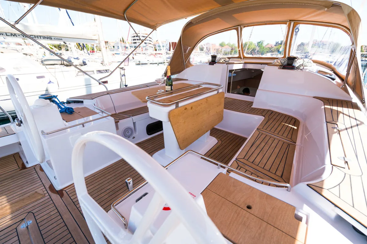 Escape II, a Elan Impression 50 sailboat at Grad Biograd na Moru, Croatia