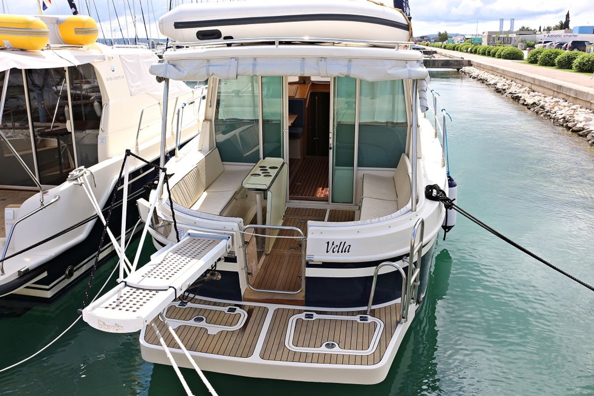 Deck of Vella, a SAS - Vektor Adria 1002 Vektor motorboat at Općina Sukošan, Croatia