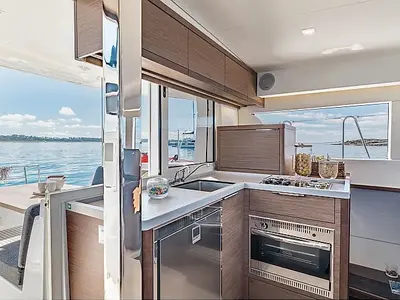 Galley of Twilight, a Lagoon 40 catamaran at Grad Trogir, Croatia