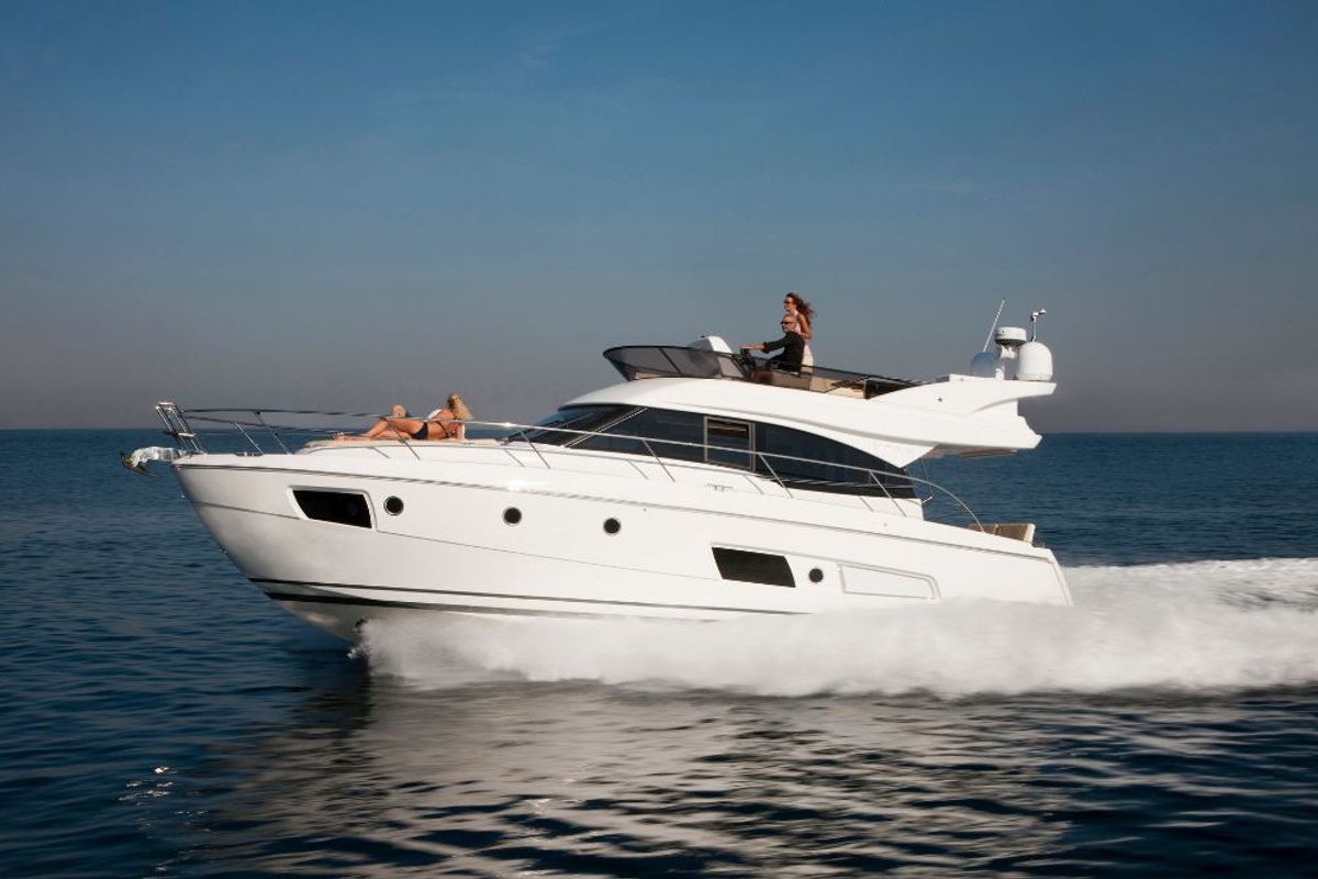 Exterior view of Zanngi, a Bavaria Virtess 420 Fly yacht at Podstrana - Miljevac, Croatia