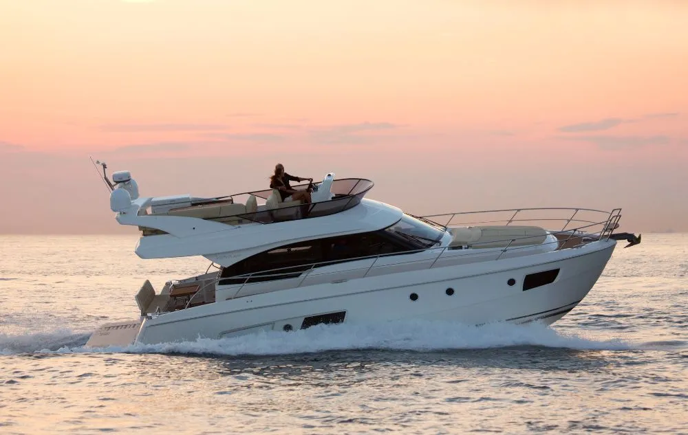 Exterior view of Zanngi, a Bavaria Virtess 420 Fly yacht at Podstrana - Miljevac, Croatia
