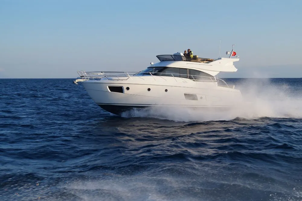 Exterior view of Zanngi, a Bavaria Virtess 420 Fly yacht at Podstrana - Miljevac, Croatia