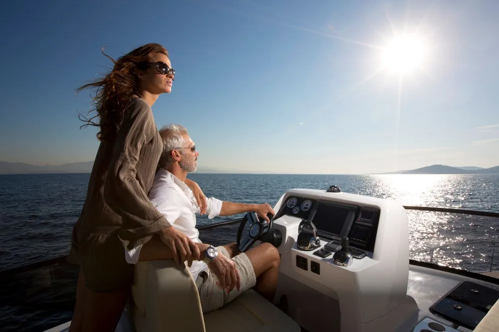 Cockpit of Zanngi, a Bavaria Virtess 420 Fly yacht at Podstrana - Miljevac, Croatia