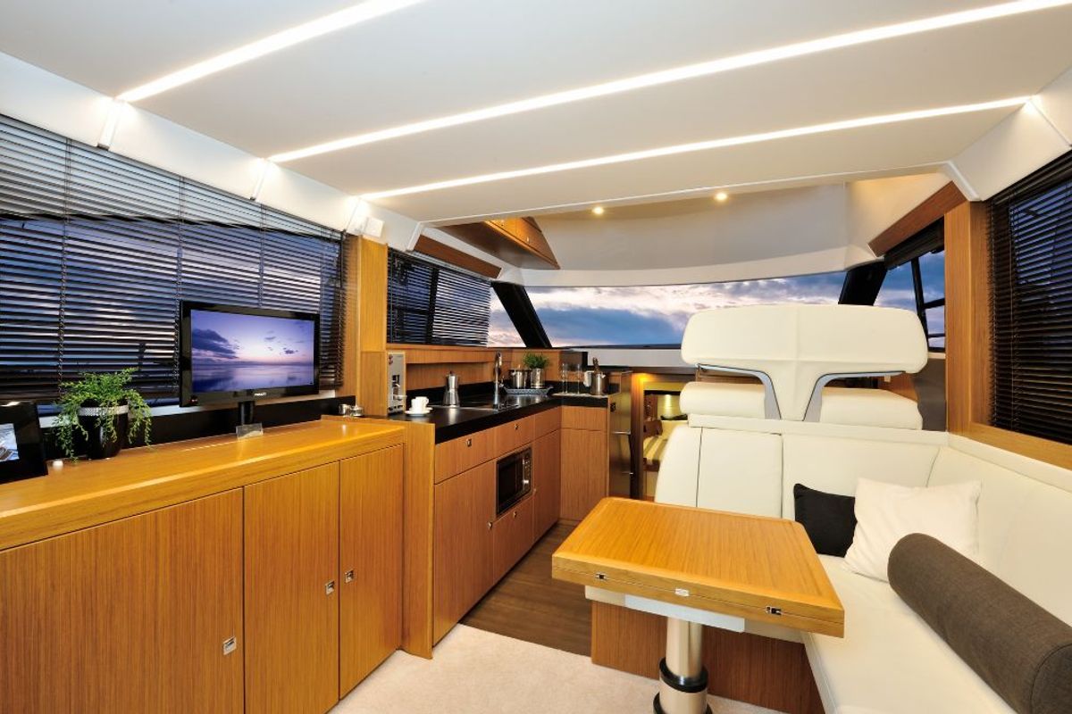 Salon of Zanngi, a Bavaria Virtess 420 Fly yacht at Podstrana - Miljevac, Croatia