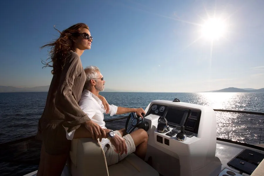 Cockpit of Zanngi, a Bavaria Virtess 420 Fly yacht at Podstrana - Miljevac, Croatia