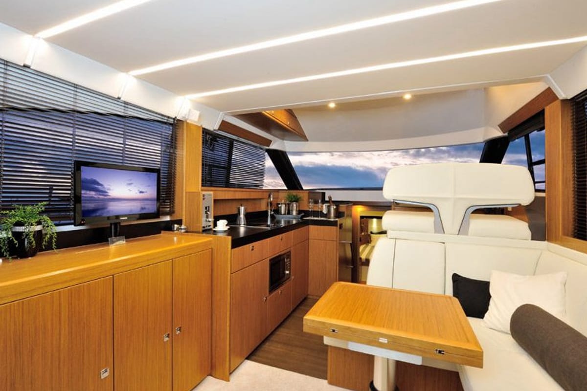 Salon of Zanngi, a Bavaria Virtess 420 Fly yacht at Podstrana - Miljevac, Croatia